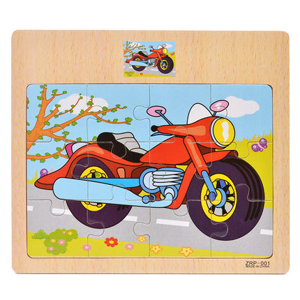 Wooden 12-piece Puzzle Puzzle Infant Children Early Childhood Educational Toys Animal Transportation Wooden Puzzle Toy