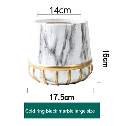 Succulent Flower Pot Golden Edge Home Decoration Wind Marbling Gift Ceramic