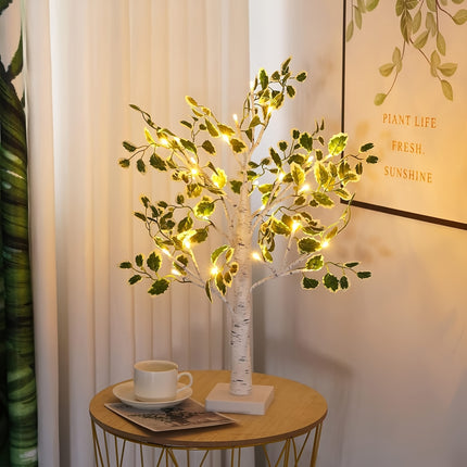1pc of Green Birch Tree Light, 60.96 cm Tall with 24 LED Lights, Battery-Operated Artificial Tree Lamp