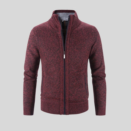 Men's Solid Color Stand Collar Cardigan Jacket