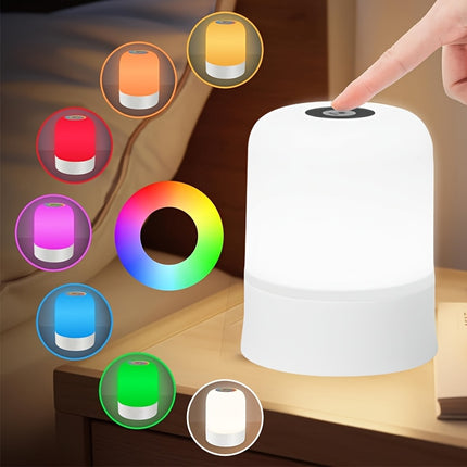 1pc LED Reading Lamp, RGB Touch Night Light, Tapping Table Light, Bedroom Bedside Light