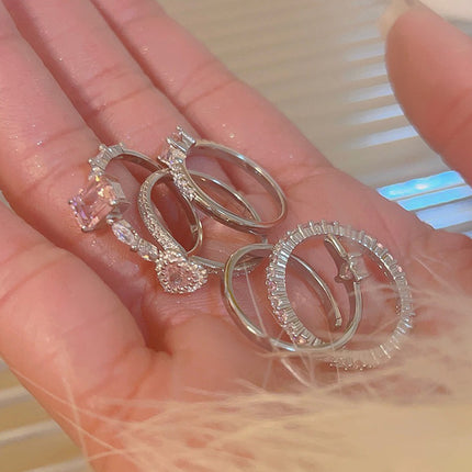 Charming Sweet Zircon Heart-shaped Ring For Girls