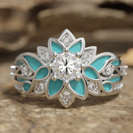 Oil-drop Ring With A Flower Design For Women