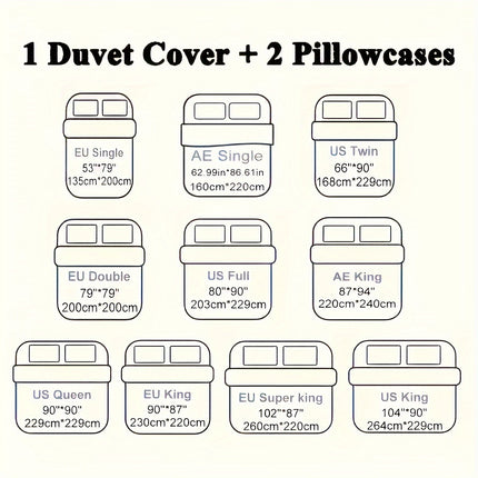 Duvet Cover Set, Winter Bedding, Machine Washable, Zipper Closure