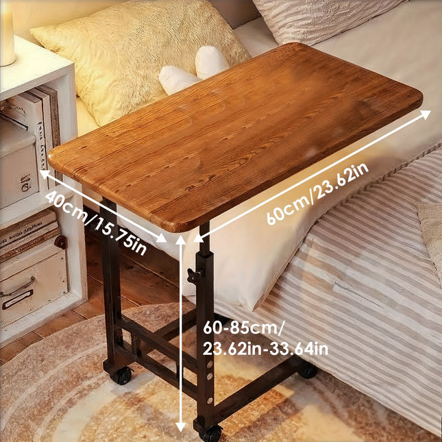 C-Shaped Laptop Desk for Bed & Sofa - Adjustable Rolling Bedside Table with Wheels