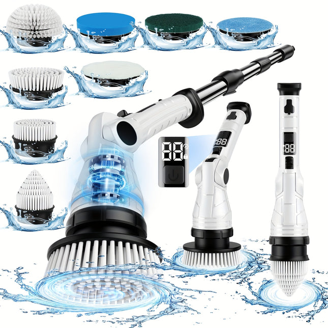 Electric Cleaning Brush, Long Brush for Cleaning Car, 8in 1 & 6in 1 Multiple Accessories