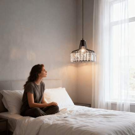 Modern Large Crystal & Metal Chandelier - Large Statement Light Fixture with Crystal and Metal Frame,