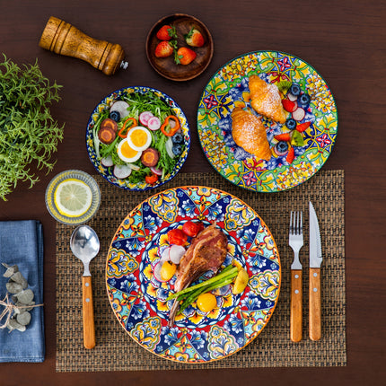 18pcs Porcelain Bohemian Style Dinner Set | Includes Dinner Plates, Dessert Plates, Cereal Bowls,