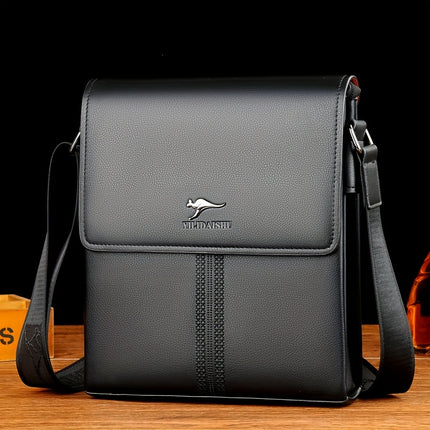 1pc Genuine Men's Shoulder Bag, Large Capacity Casual Crossbody Bag for Travel, Adjustable Strap,