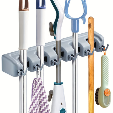 1pc Multi-Use Magic Mop and Broom Holder with Hanging Hooks - Space-Saving