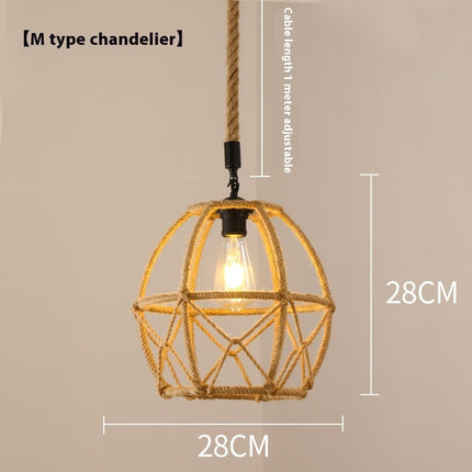 Hemp Rope Retro Restaurant Ideas Industrial Style Chandelier