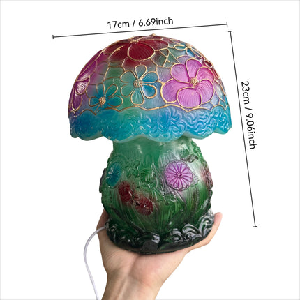 Hand-Painted-Style Multicolor LED Mushroom Lamp with Glowing & Warm White Base