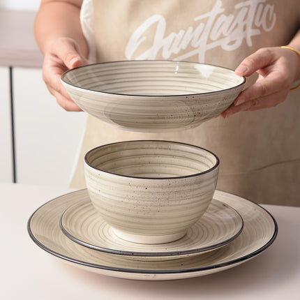 24pcs Dinnerware Collection, Including Plates And Bowls, Designed for Six People, Featuring Scratch-Resistant Dishes