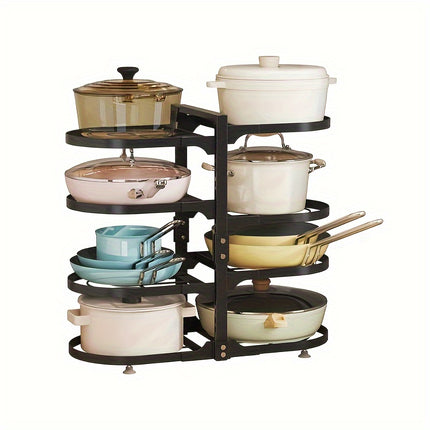8 Tier Pots and Pans Lid Organizer Rack Holder, Adjustable Pot Organizer Rack for Under Cabinet