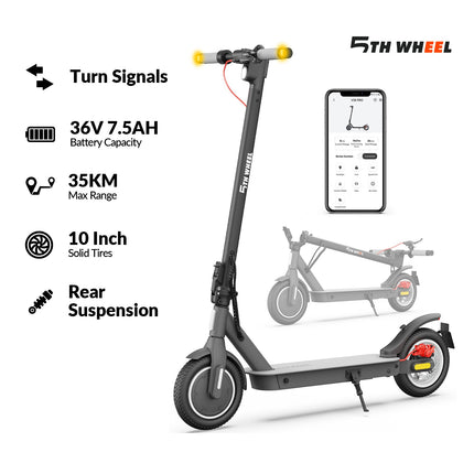 5TH WHEEL 10-Inch Adult Electric Scooter, 350W Motor, 25km/h, Foldable with LED Display,