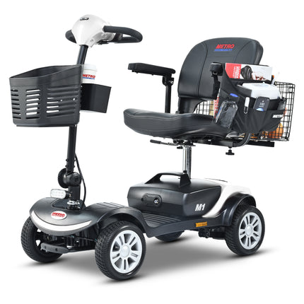 Four wheels Compact Travel Mobility Scooter with 300W Motor for Adult-300lbs, WHITE