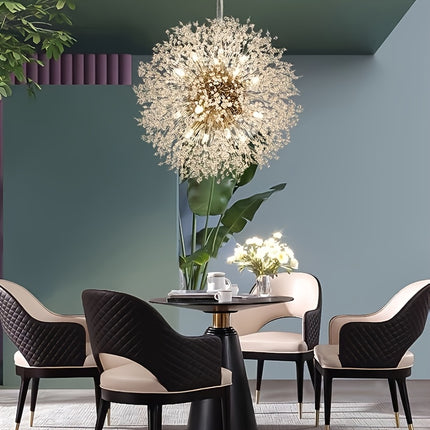 1 luxury Golden crystal chandelier, modern dandelion design, adjustable suspension cable