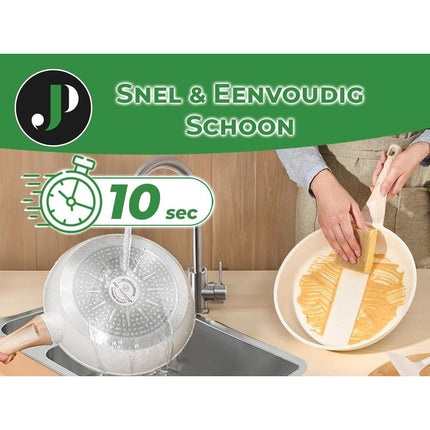 Cookware Set with Lids - All Stovetop Compatible - Non-Stick Pans - PFOA and PTFE Free - 13-Piece Set (Beige)