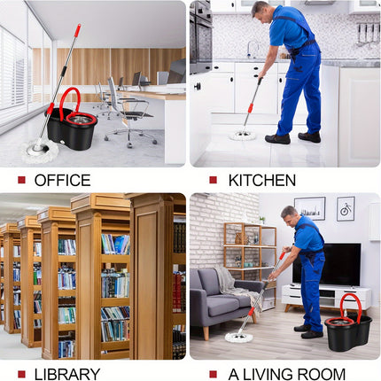 Mop And Bucket And Wringer Set, Bathroom Mop Bucket, 360° Spin Mop