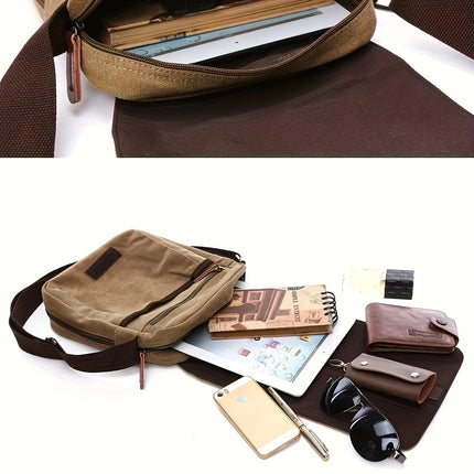 A Men'S Shoulder Bag, Single Piece, Crossbody Canvas Bag