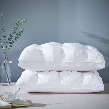 Elegant White Goose Feather Twist Pillow - Soft & Plush, 100% Egyptian Cotton Cover