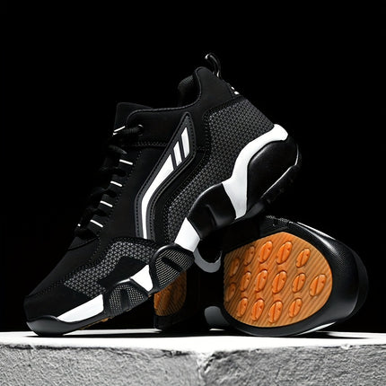 Men'S Lace-Up Sneakers - Thick Cushioned Platform Shoes with Non-Slip Rubber Sole