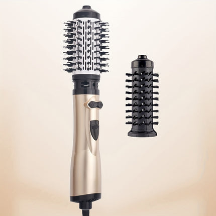 EU Plug 3-In-1 Hot Air Styler And Rotating Hair Dryer Brush Featuring 2 Interchangeable Brushes,