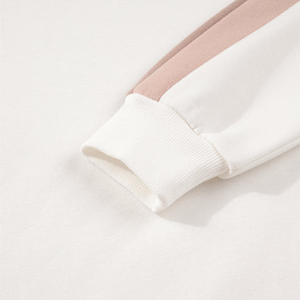 White Color Block Patchwork Drop Shoulder Pullover Casual Shorts 2pcs Outfit