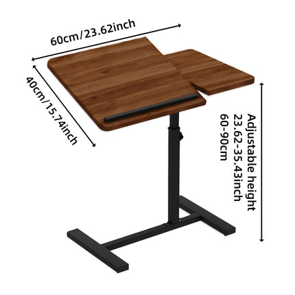 Mobile Bedside Table with Hidden Wheels; Adjustable Height Flip-Style Bedside Table