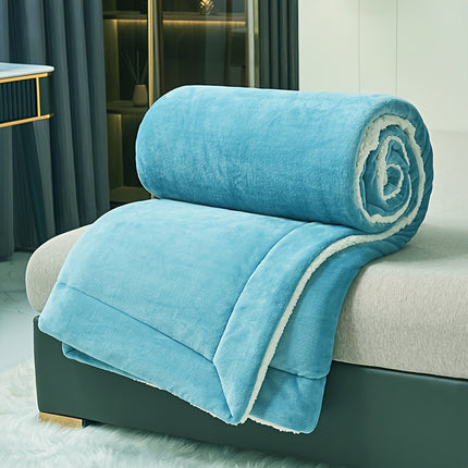 Luxury Soft Milk Velvet Lamb Fleece Double-Layer Comforter, Machine Washable