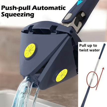 1pc 360 Degree Rotatable Triangle Mop - Extendable Handle, Multi-Surface Cleaning Tool