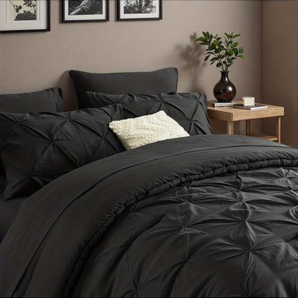 5/7pcs Luxury Bedding Set - Ultra-Soft Fluffy Fiber Fill, All-Season Queen Size Bed Comforter, Flat Sheet