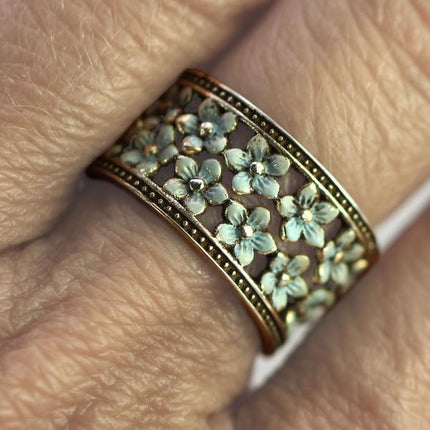 Fashionable Vintage Floral Crown Open Ring