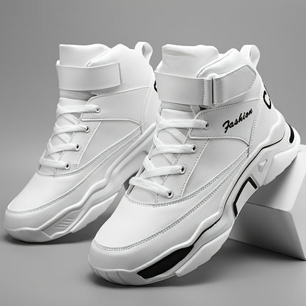 Unisex Mid-Top Sneakers - White & Black