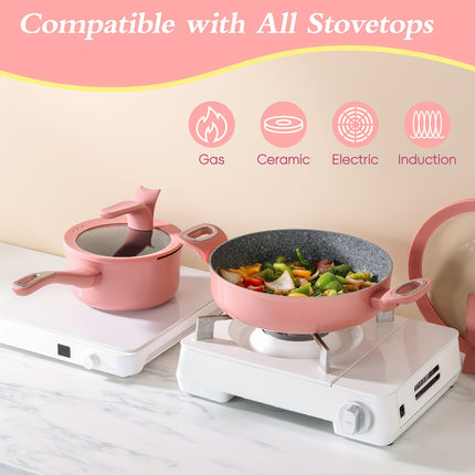 Nonstick Induction Compatible 3 Pot Set, Christmas Gift, Dishwasher Safe