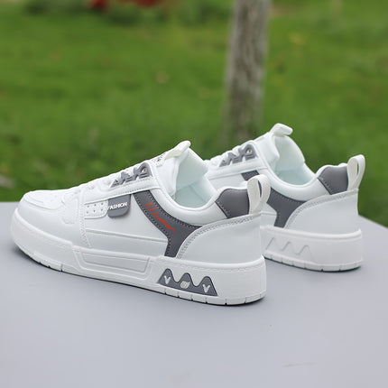 Men's Versatile White Sneakers with Blue Accents - Breathable