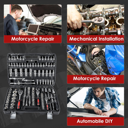172pcs Socket Wrench Set Ratchet Wrench Toolbox Chrome Vanadium Steel Ratchet Wrench Tool Screwdriver Wrench Batch Nut Set