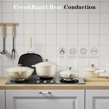 9 Pieces Cookware Sets, Non Stick Kitchen Induction Cooking Set with PFOS & PFOA Free