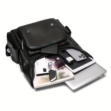 Men's Vintage Multi-Pocket Backpack Compatible for MacBook/Airport - Convertible Travel Bag