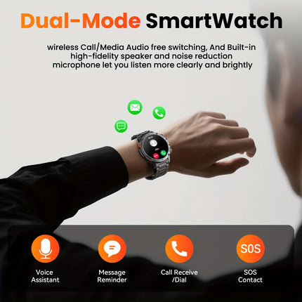 Sports Men'S Smart Watch 1000mAh Extra Large Battery, With 50+ Ultra Long Standby Time, 1.7-inch Wireless Call WaterprooF