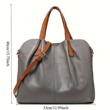 Luxury Genuine Genuine Leather Tote Bag for Women - Large Capacity, Two