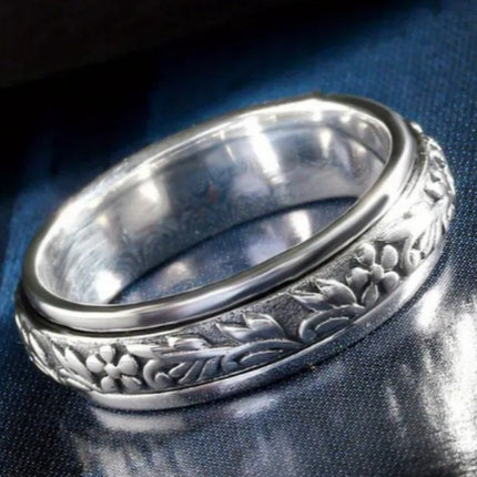 Retro Embossed Pattern Ring Minimalist And Versatile For Women