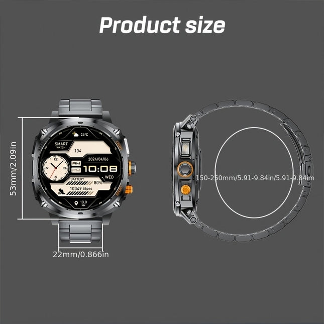 Business Smart Watch for iPhone Android with Bluetooth Calls LED Flashlight 1.75-Inch AMOLED