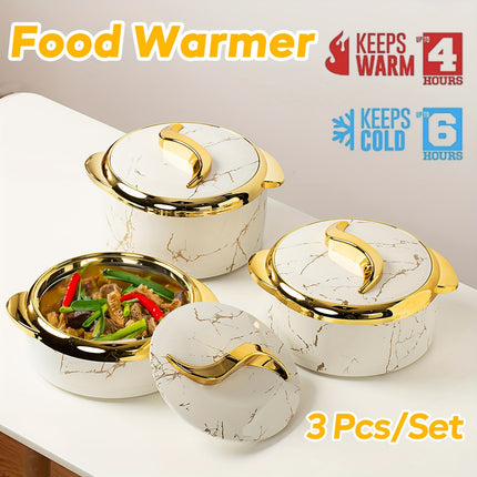 3 Pcs, Golden Touch Food Warmer, Thermal Casserole Dish Set with Lids,