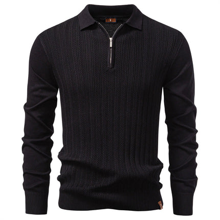 Men's Business Casual Sweater Long Sleeve Half Zipper Sweater