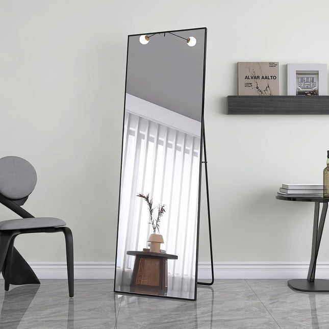 Length Mirror, Floor Mirror, Large Rectangular Wall-Mounted Mirror with Aluminum Frame