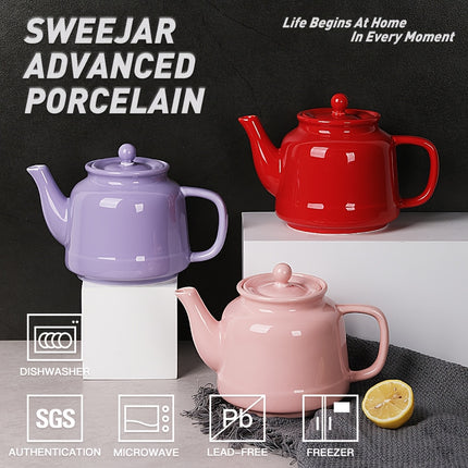 [Porcelain Tea Pot] Sweejar 35oz Porcelain Tea Pot with Removable 18/8 Stainless Steel Infuser