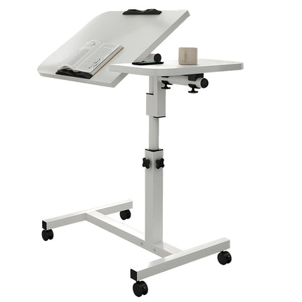 Movable Overbed Table With Wheels, 23.6-37.4in Adjustable Height Overbed Table, Rolling Tray Table,