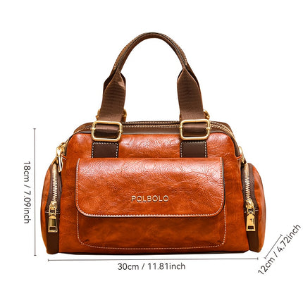 Women'S Large Capacity Crossbody Bag - Heavy-Duty Zipper Closure, Elegant Brown