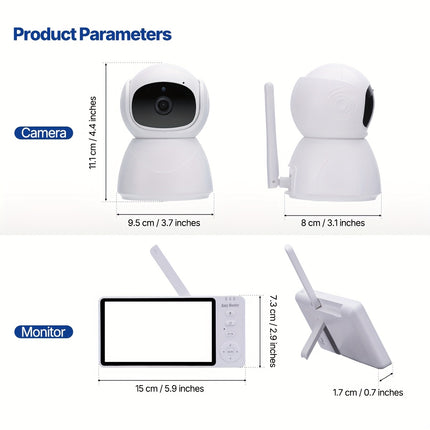 Gisay 5.0-inches Monitor with Night Vision, Two-Way Talk, Temperature Monitoring, and PTZ Remote Control